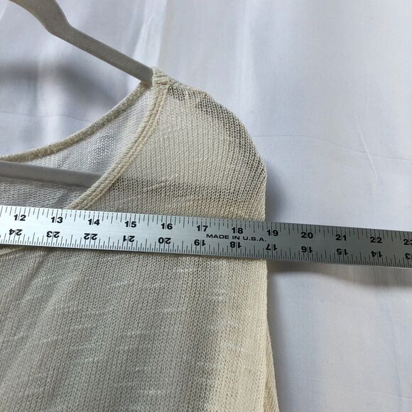 Velvet Ivory Crew Neck Open Knit Lightweight Sweater 3/4 Sleeve S - Made in USA - Picture 7 of 9